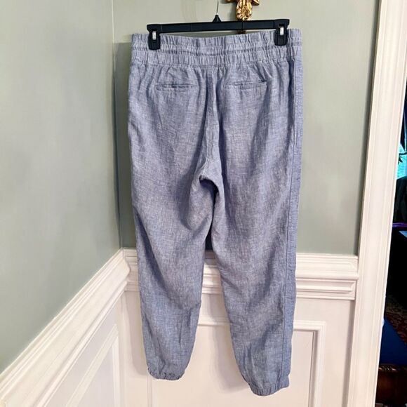 NWOT Women's Athleta Cabo Chambray Blue Linen Joggers Pants Size 12 - Picture 3 of 7